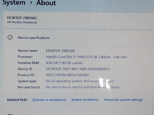 15.6inch HP MODEL15-AU113na CORE i3 7TH GEN 8GB 256GB SSD WIN 11 PRO/OFFICE 2019 - Picture 5 of 15