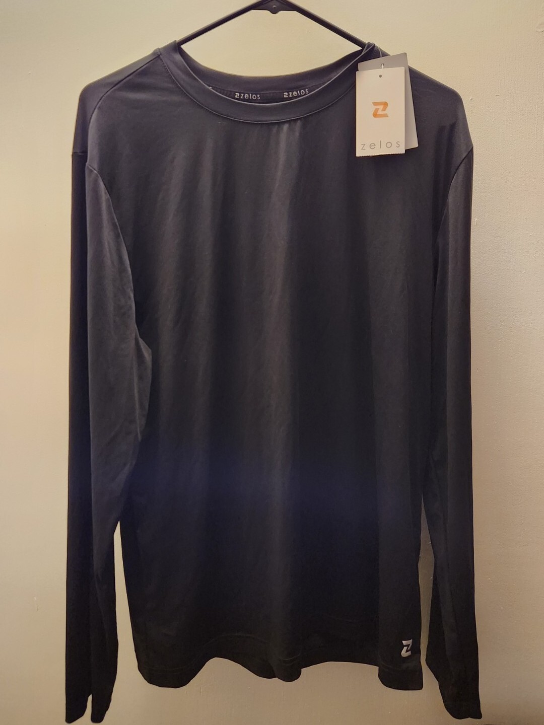 ZELOS Men's Black Crew Neck Activewear Long Sleeve Shirt Size Medium eBay
