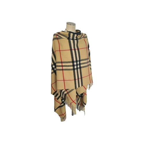 Poncho Scialle Cardigan In Maglia Tartan Con Collo Alto - Donna, Taglia Unica UK - Foto 3