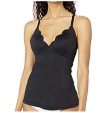 NWT $149 SEAFOLLY US 14 DD / AU 18 DD  PETAL EDGE BLACK TANKINI TOP
