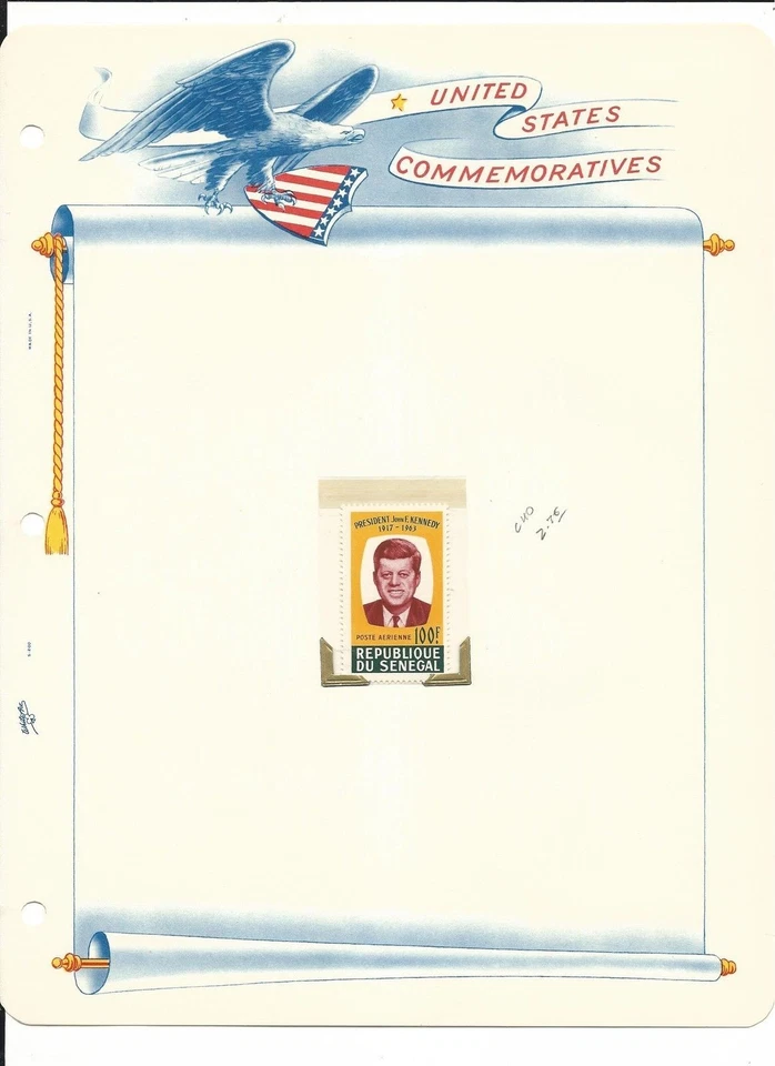 Colección Senegal, John F. Kennedy en 3 páginas de as blanco, como nuevo NH y FDC Foto 3 de 3