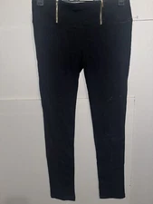 Labijou High Waist Pants Dual Front Zippers No Belt Womens Black Size L New-Tags