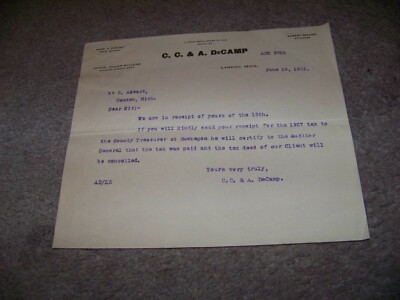 1911 C. C. & A. DeCamp Lansing Michigan Charles C. DeCamp Albert DeCamp 