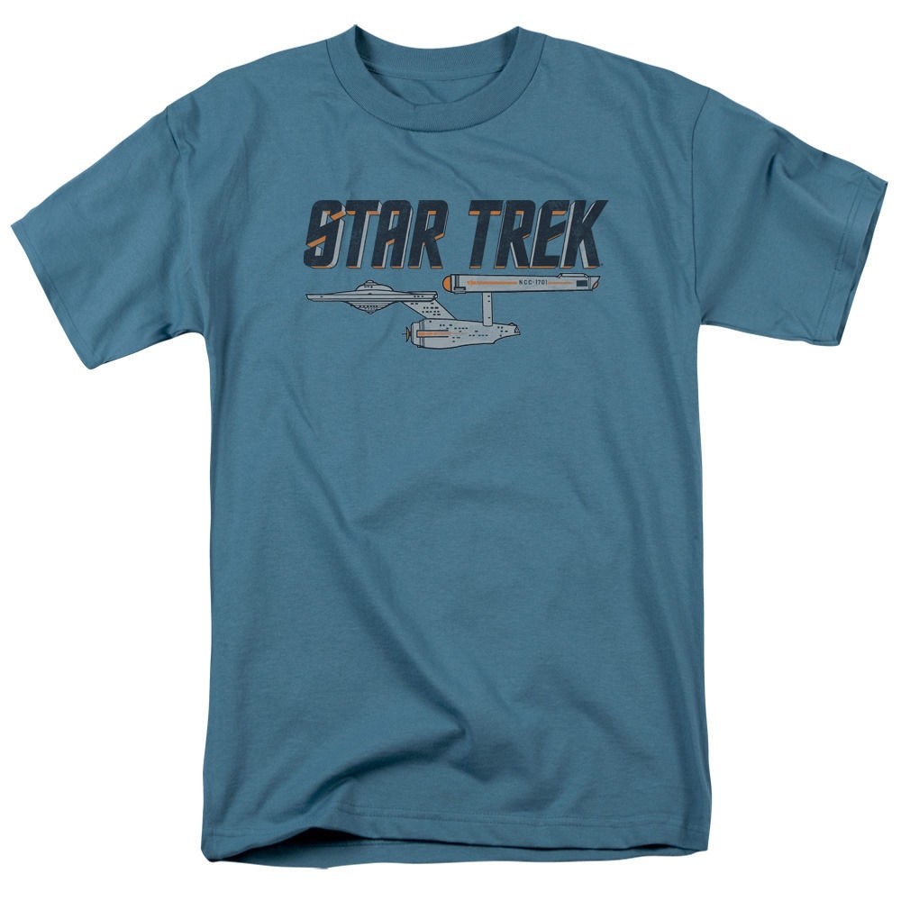 Star Trek The Original Series NCC-1701 Regenbogen T-Shirt Für Männer – Aus Baumwolle, 180 G/m², In Größe 4XL Navy