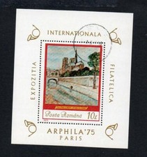 ROMANIA USED 1975 MS4142 ARPHILA 1975 INT STAMP EXHB PARIS