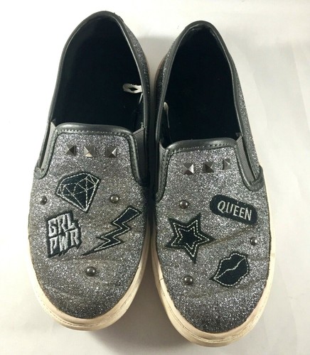 Girl Children's Place Silver Glitter Slip On Queen Star Sneaker Shoe Size 2Y - Picture 3 of 5