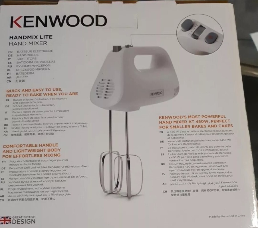 KENWOOD HandMix Lite Electric Hand Mixer in SILVER New
