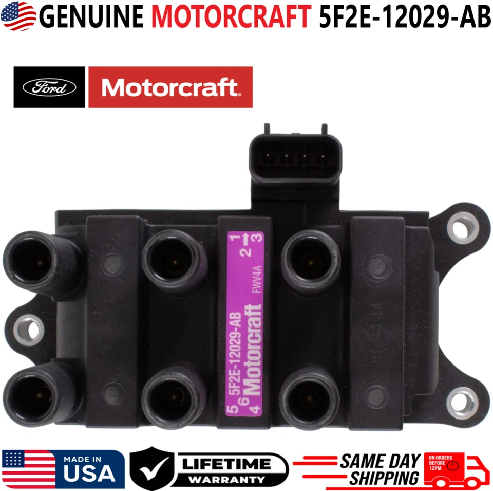 Bobina de encendido GENUINA MOTORCRAFT para Ford Mazda Mercury 2001-2008, 5F2E-12029-AB Foto 2 de 4