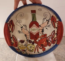 TIKA Large 12 1/2" Seafood Crab Shrimp Tabasco Serving bowl. EUC