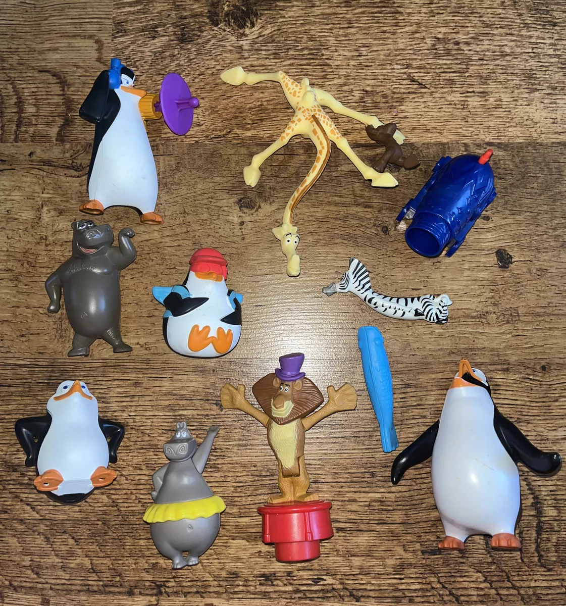 Madagascar Figure Toy Playset Bundle Melman Marty Alex Gloria Penguins Moto