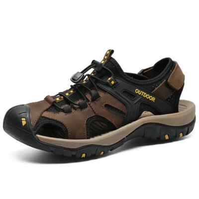 Summer Men Sandals Outdoor Non-slip Beach Slippers Handmade Leather Sneakers
