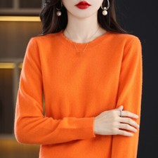Lady Knitted Top Shirt Sweater Round Neck Jumper Knitwear Casual Slim Fit Solid