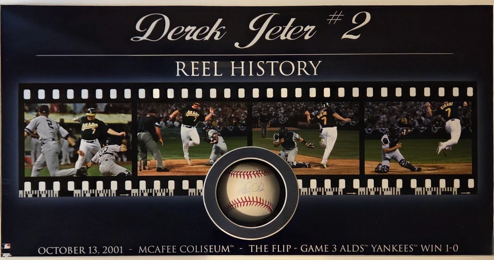 Derek Jeter (Shadow Box) - #2 Reel History - "The Flip" - Beckett Certified - Image 2 of 4
