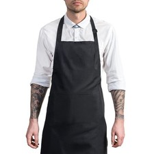 1 Pack of Black Adjustable Bib Apron, Waterproof, with 2 Pockets, Neck Strap ...