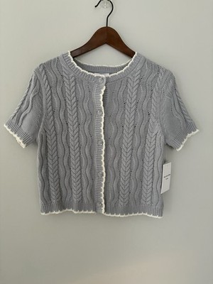 Gray Cable Knit Boho Cardigan by Willow & Wind Size S