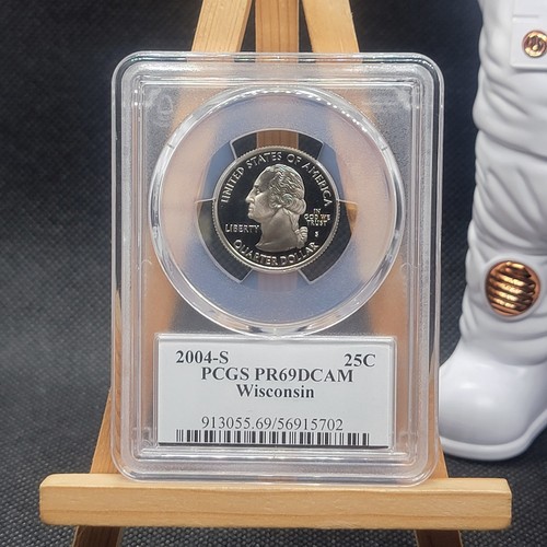 2004 S Wisconsin Proof Silver Quarter PCGS PR69DCAM Flag Label