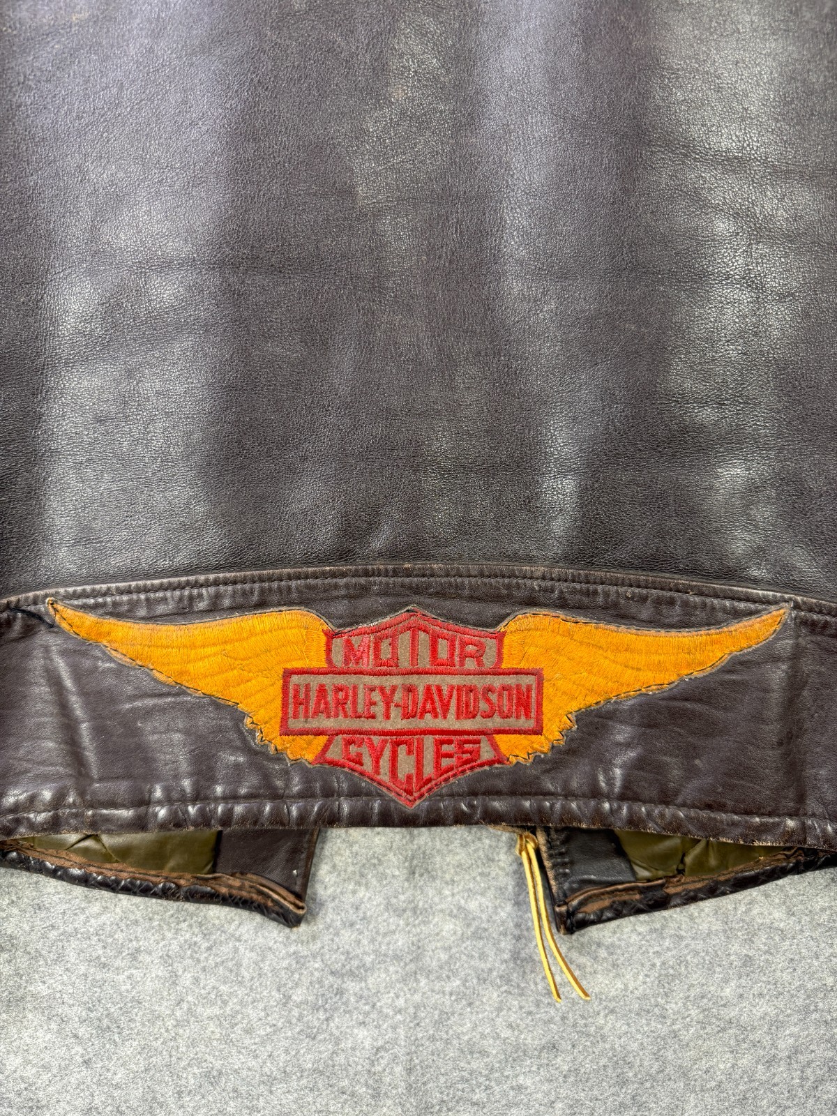 VTG Schott Bros Perfecto Leather Jacket Men's Size 46 Brown Harley Davidson Logo