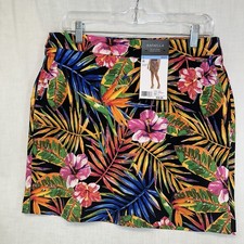 Rafaella Women s Skort L Stretch Pull-On Tropical Floral NWT Golf Travel