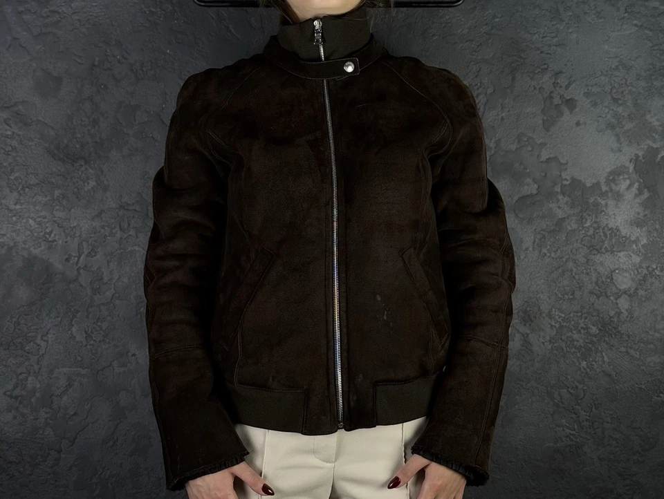 2000s Prada Brown Shearling Leather Jacket Women's - Image 4 of 4