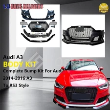 For 2014-2016 Audi A3/S3 8V RS3 Style Front Bumper Kit Quattro Grill Include Lip