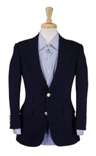 Paul Stuart Navy Blue Wool Fleece Gold Metal Buttons 2-Btn Blazer Jacket 34S