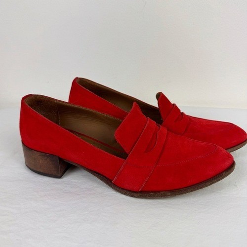 Thelma Red Suede Penny Loafers