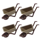 2 Pieces Mini Wheelbarrow for Dollhouse Micro Garden Accessories Cart