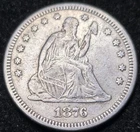 1876 Liberty Seated Silver Quarter Dollar 25C.