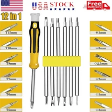 12 in 1 Magnetic Screwdriver Set Cross Flat Bits Multifunction Precision Tool 
