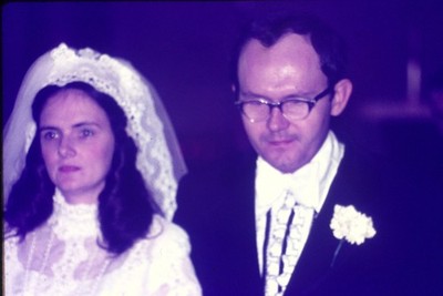 c1970's Agfachrome 35mm Slide Wedding Couple Portrait Bride Groom Color Photo