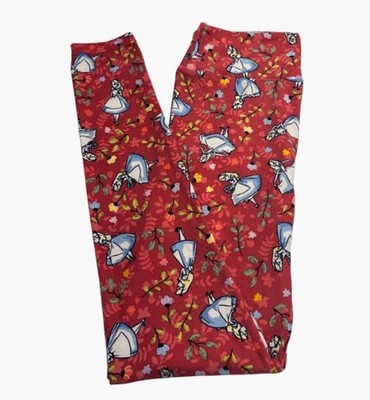 LuLaRoe Leggings DISNEY OS One Size ALICE In WONDERLAND Colorful Floral Leaves