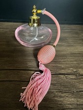 Perfume Atomier Bottle Pink Glass With Tassel Vintage