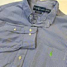 Ralph Lauren Button Down Long Sleeve Shirt Men's Size XL Classic Fit Blue Check