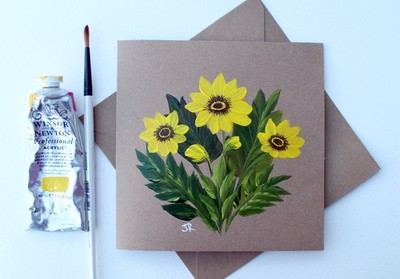 Echtes Gemälde: Grußkarte ''Sonnenblumen'' mit Umschlag von Judith Rowe
