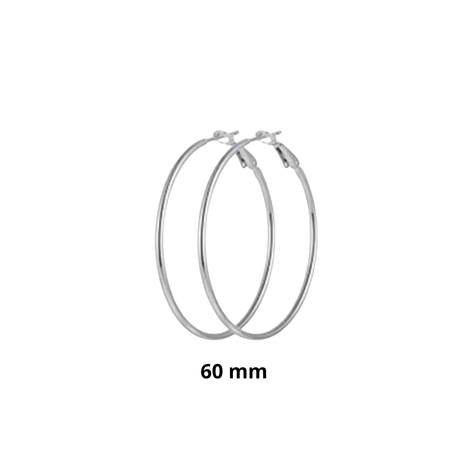 Créoles argentées 60mm : grandes boucles d'oreilles rondes XXL en acier chirurgical