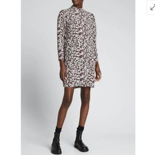 NEW GANNI Printed Crepe Mini Dress in Phantom Size 2 NWT