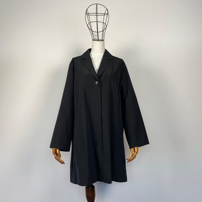 Max Mara Black Minimalist Trench Coat Women s US 10 Single Breasted A-Line