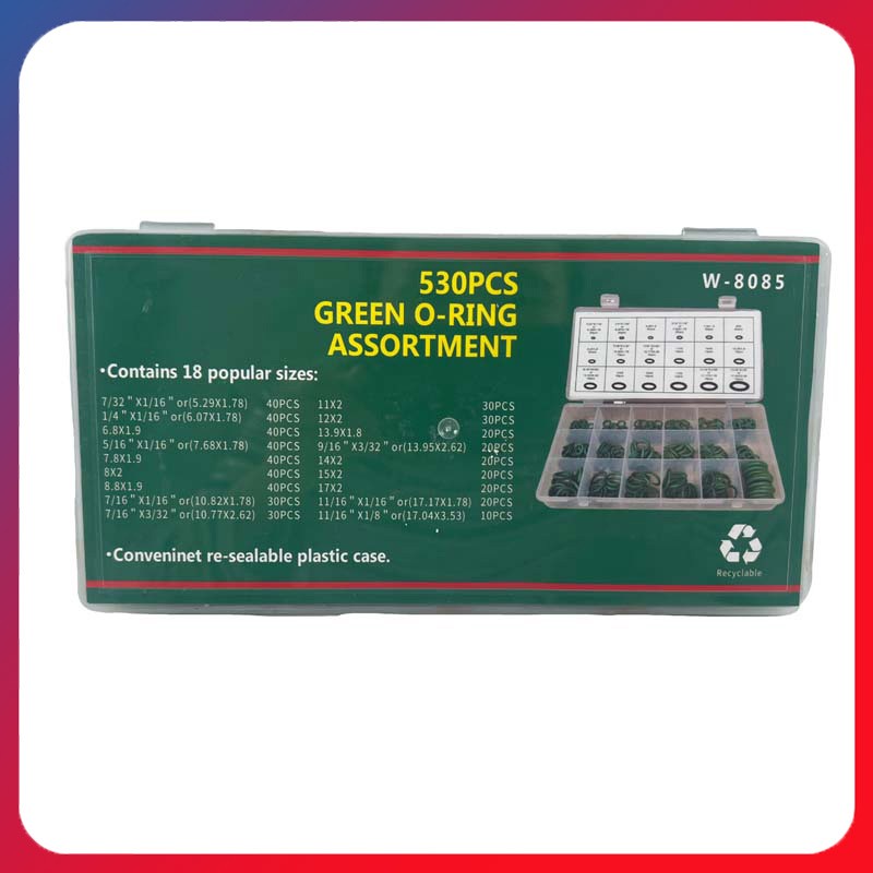 NEW 530PCS FOR A/C Compressor 18 Sizes Green O-Rings Assortment Kit