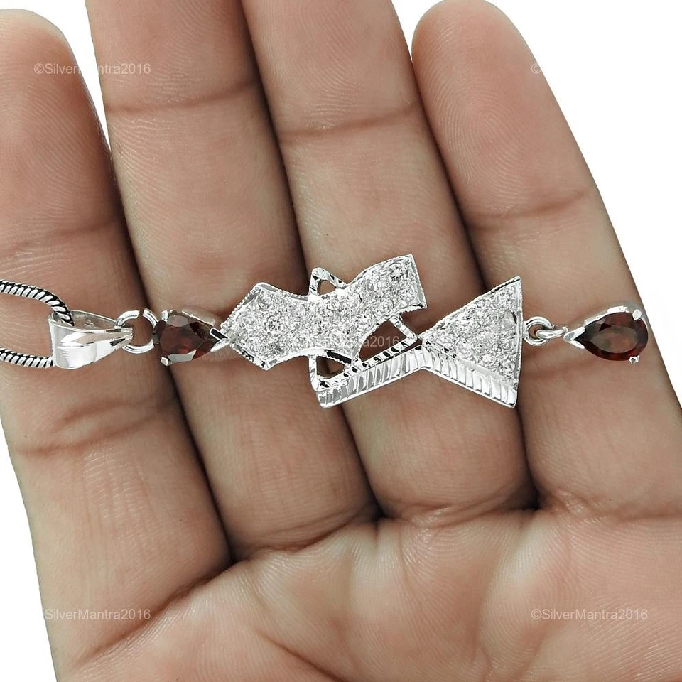 Zircone Cubico Gemma Sorella Lunetta Natale Regalo Ciondolo 925 Argento Sterling - Immagine 4 di 4