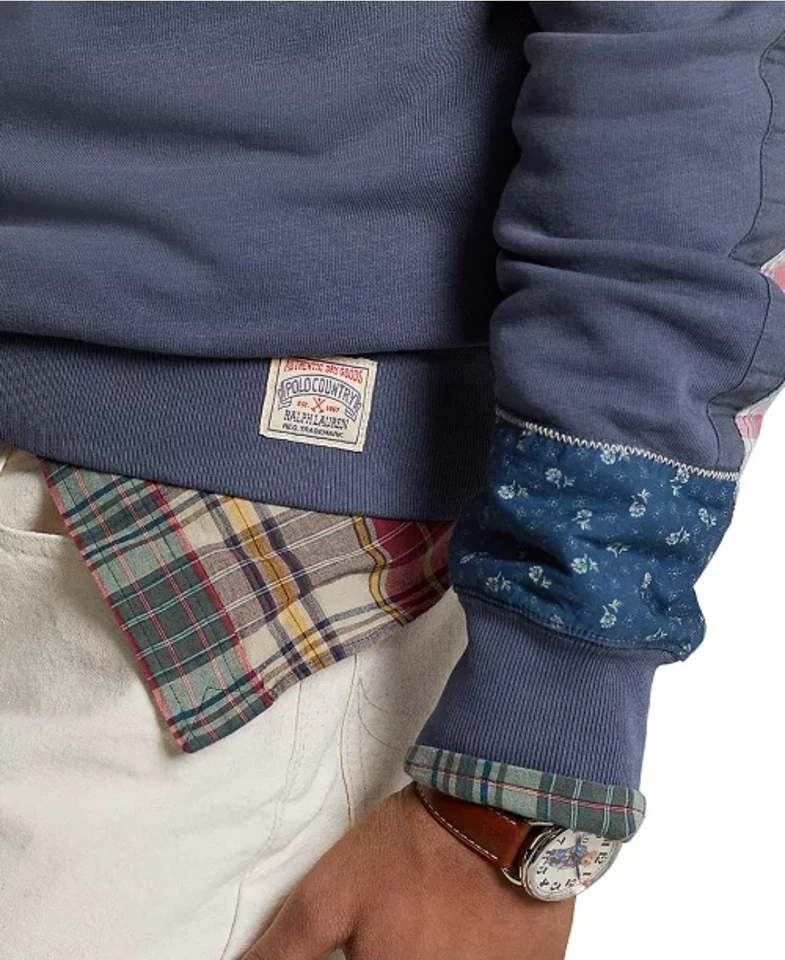 Polo Ralph Lauren Patchwork Polar Sudadera Para Hombres Pequeña Preppy Aire Libre Otoño Foto 3 de 4