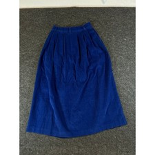 Vintage LL Bean Royal Blue Corduroy Maxi Skirt Pleated Made in USA Size 10