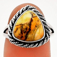 Natural Honey Dendritic Opal 925 Sterling Silver Ring s.7 Jewelry R-1014