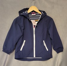 NWT Hanna Andersson Boys Navy Hooded Jacket Zip Front Striped Liner 120 cm 6-8 