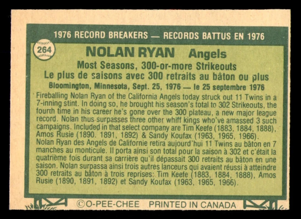 1977 O-PEE-CHEE (OPC) - CALIFORNIA ANGELS Team Set (A) Nolan Ryan o/c - Image 4 of 4