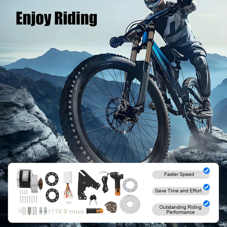 250W 24V Electric E-Bike Conversion Kit Brush Motor w/freewheel Motor Controller - Image 2 of 4