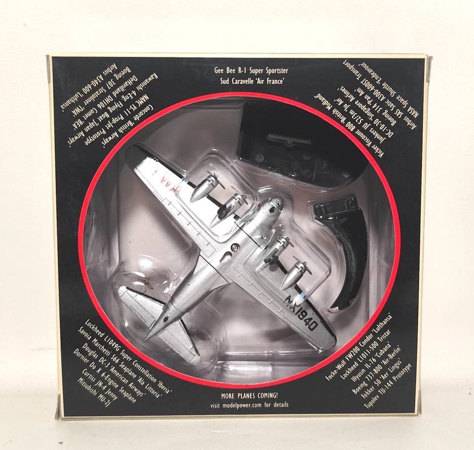 Литая модель самолета Power TWA Boeing 307 Stratoliner масштаба 1:250 с подставкой - Изображение 2 из 4