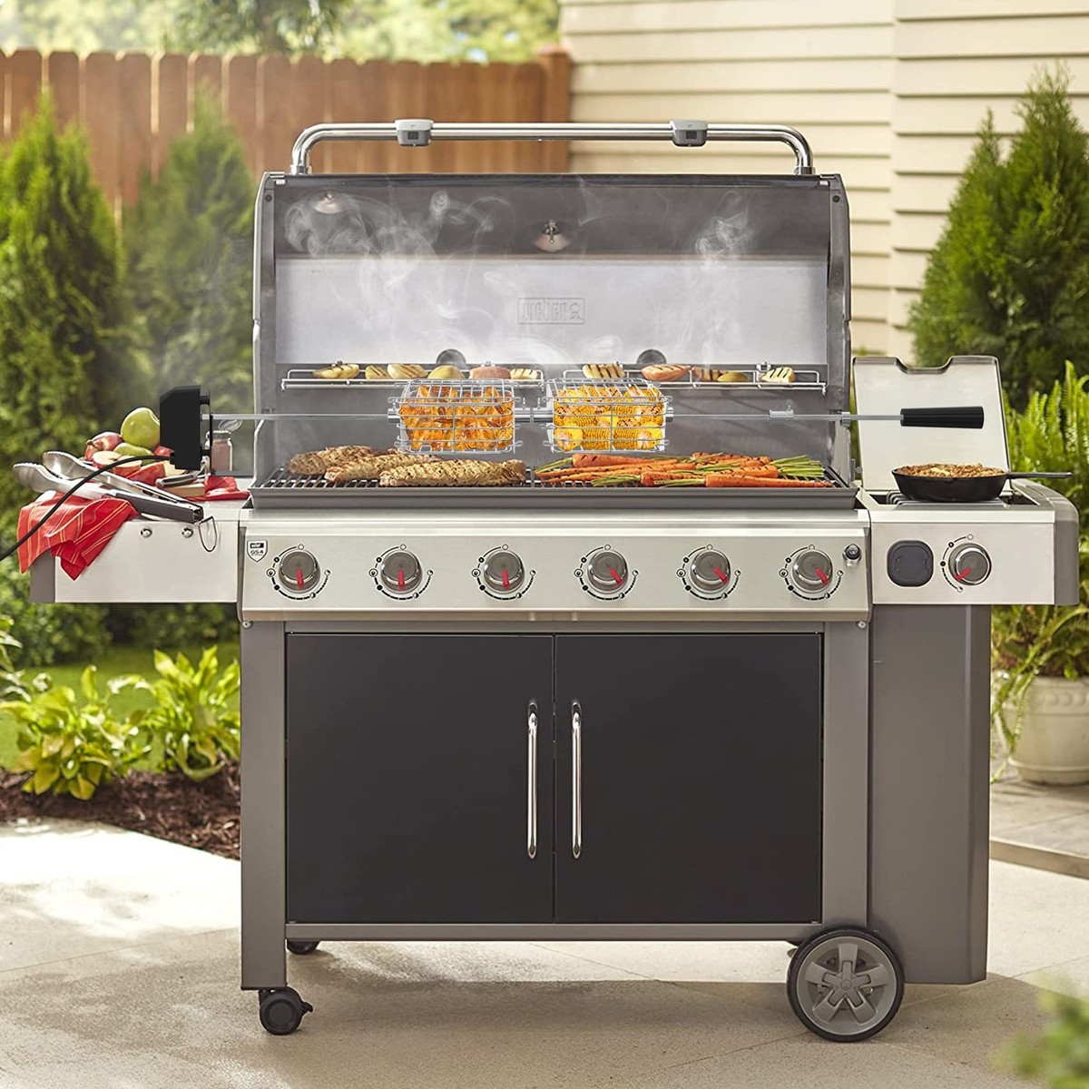 Charcoal Grill Onlyfire Stainless Steel BBQ Rotating Tray