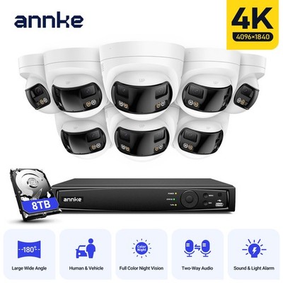 ANNKE 4K Dual-Lens POE Security Camera System 8CH NVR 2-Way Audio AI Color Night