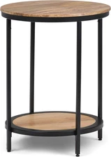 Jenna Industrial 18 Inch Wide Metal round Accent Side Table in Natural for the L