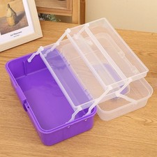 Caja de almacenamiento de plástico plegable de 3 capas portátil maquillaje joyería organizador estuche